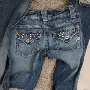 Miss Me Blue Embellished Jeans with Rhinestone Details